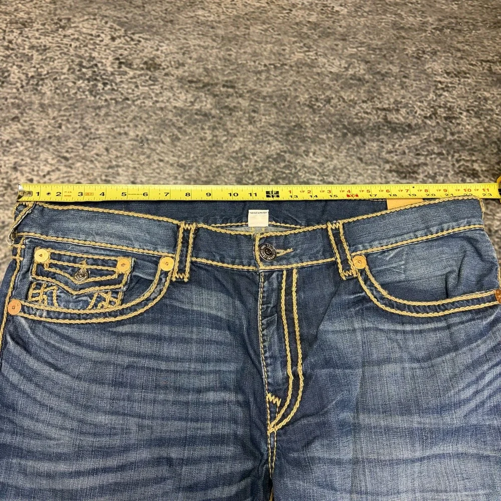 NWT True Religion Section Straight Jeans 44x34 Blue Contrast Stitch Flap Pockets